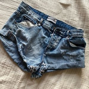 One Teaspoon denim distressed cutoff shorts